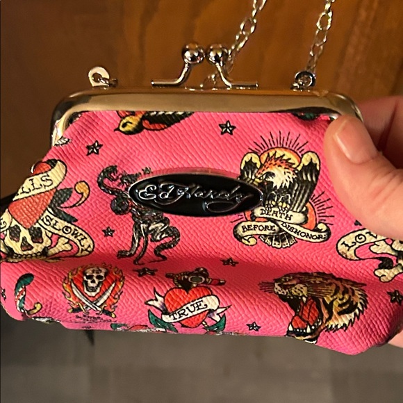 Ed Hardy Pink Tattoo Design Clutch - Picture 3 of 5